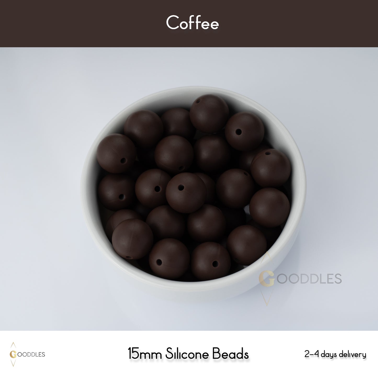 5pcs, Coffee Silicone Beads Round Silicone Beads
