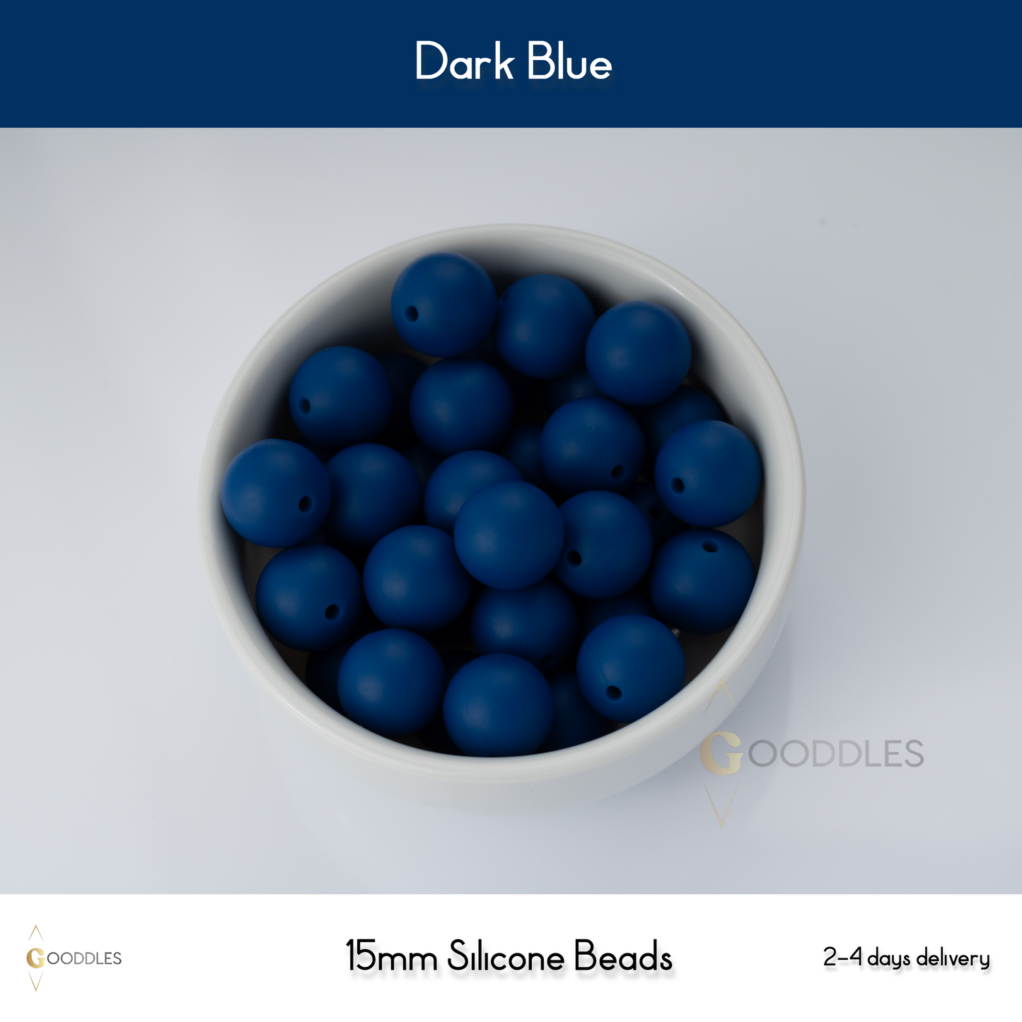 5pcs, Dark Blue Silicone Beads Round Silicone Beads
