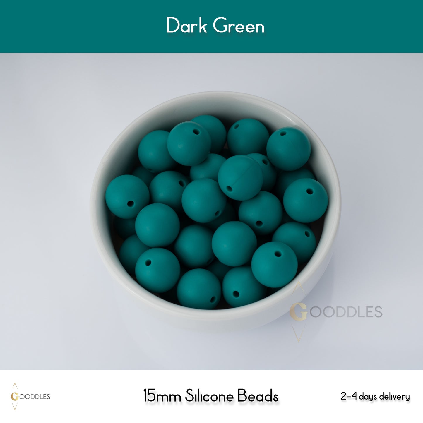 5pcs, Dark Green Silicone Beads Round Silicone Beads