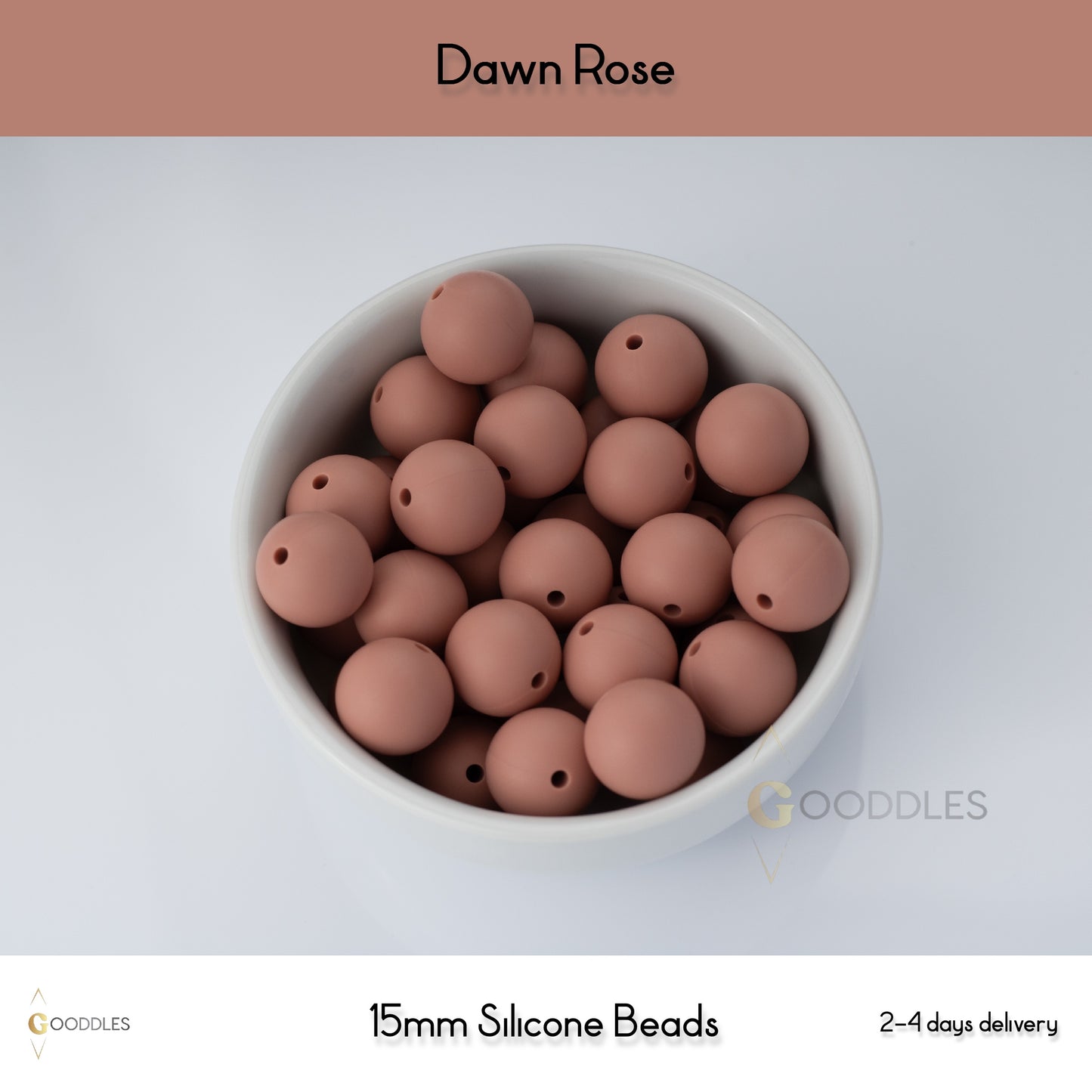 5pcs, Dawn Rose Silicone Beads Round Silicone Beads
