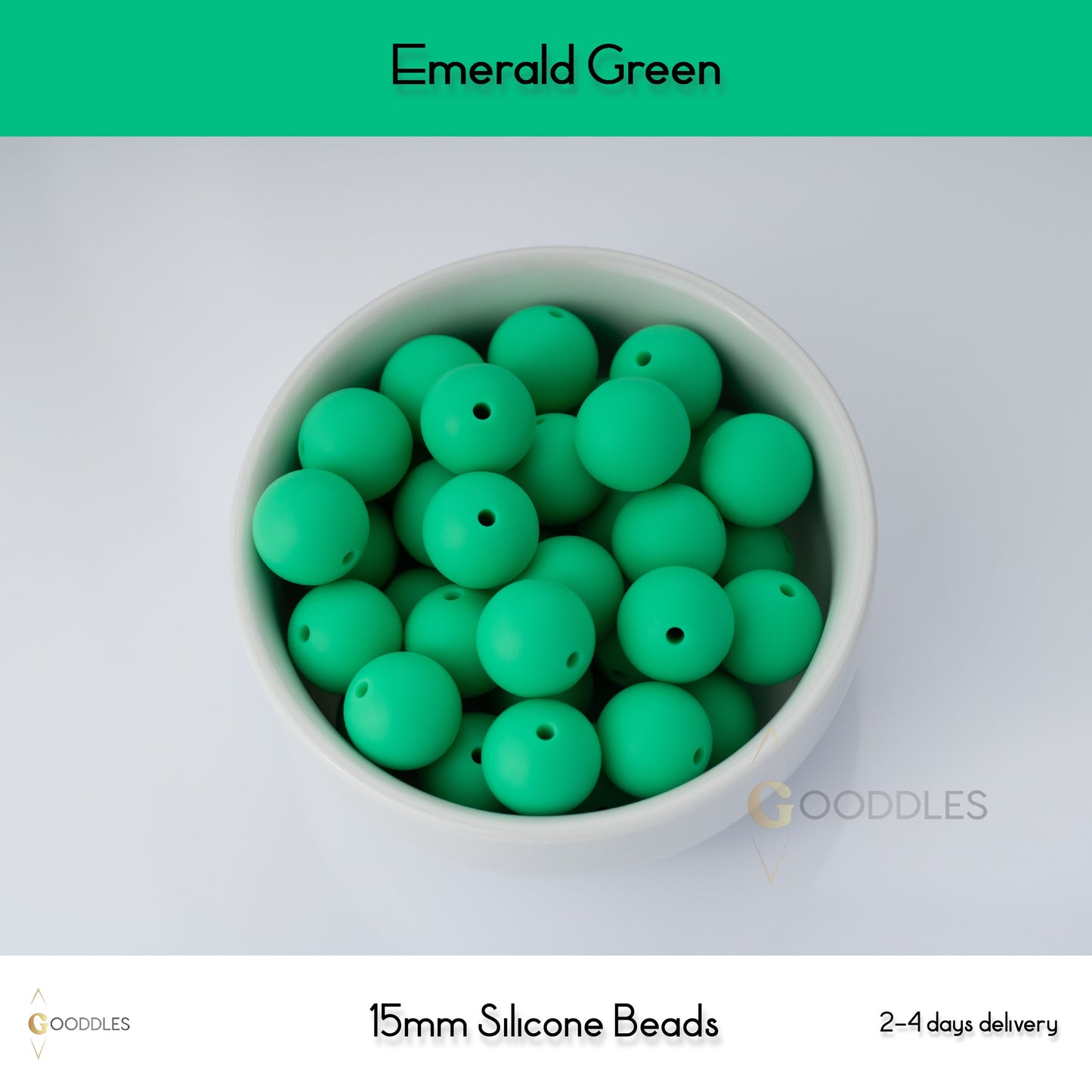 5pcs, Emerald Green Silicone Beads Round Silicone Beads