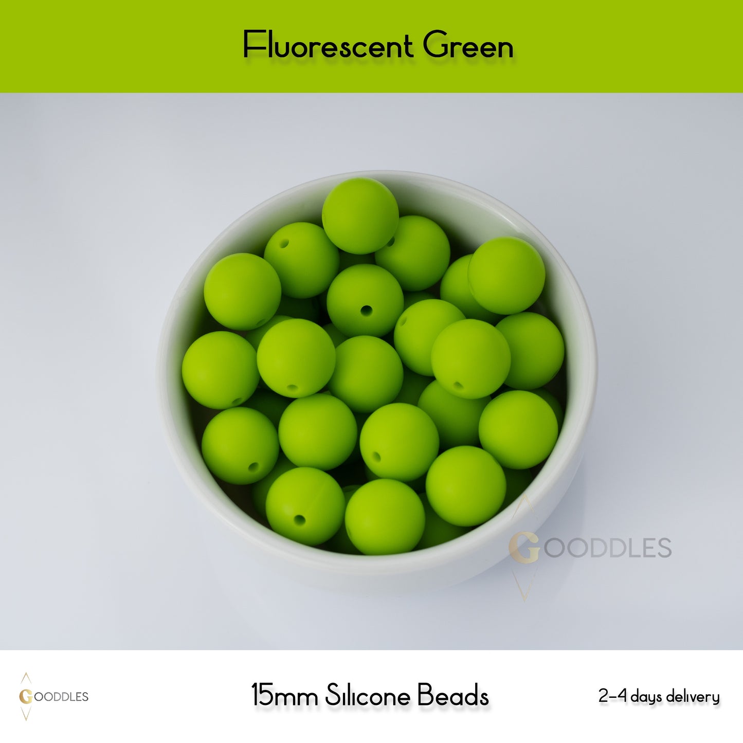 5pcs, Fluorescent Green Silicone Beads Round Silicone Beads