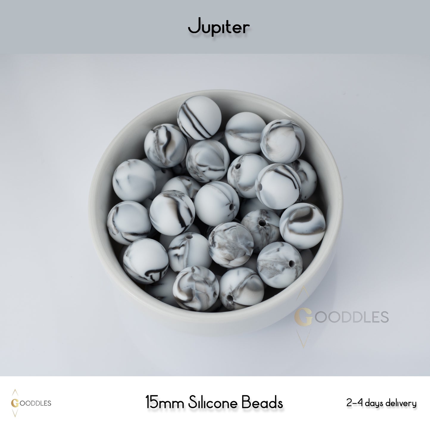 5pcs, Jupiter Silicone Beads Round Silicone Beads