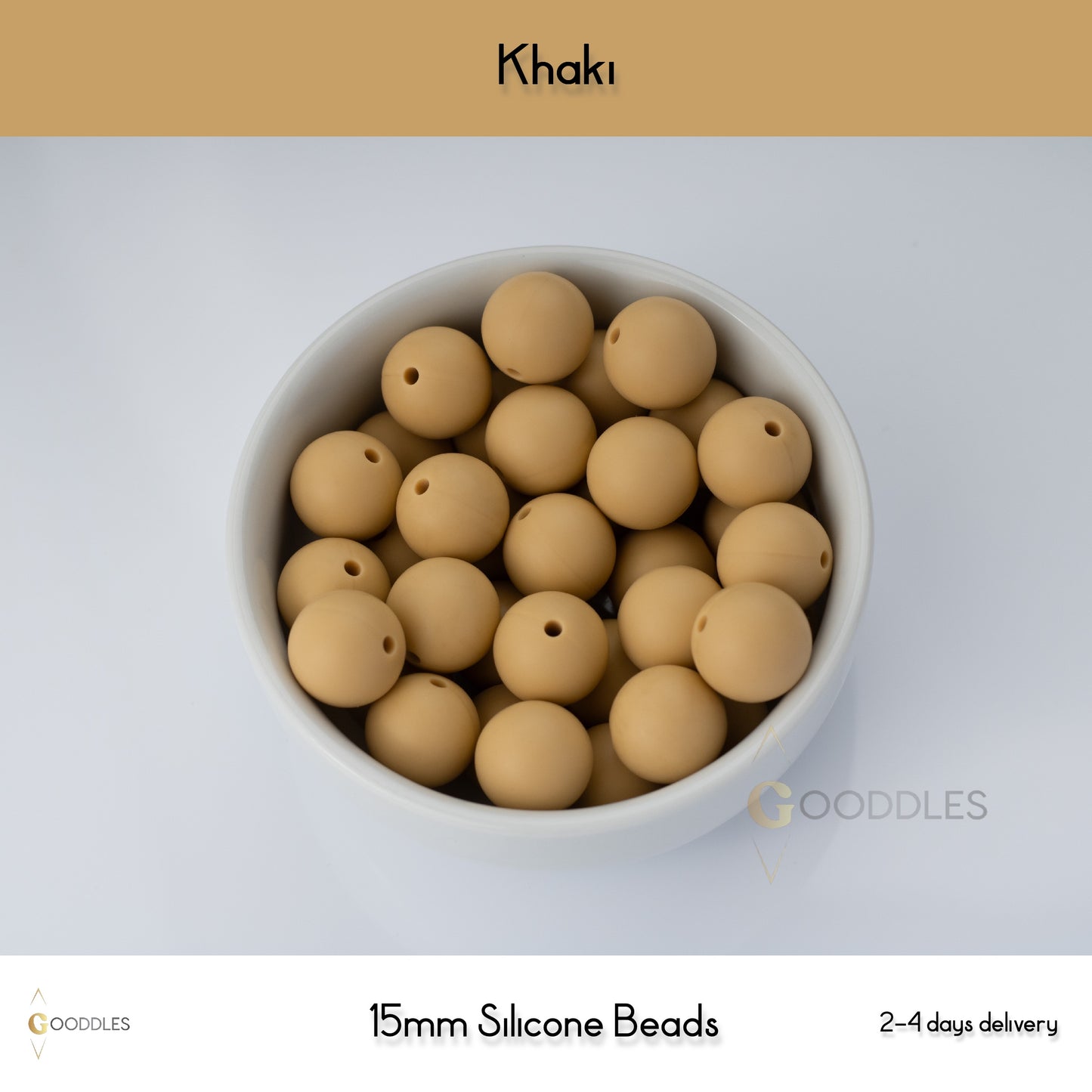 5pcs, Khaki Silicone Beads Round Silicone Beads