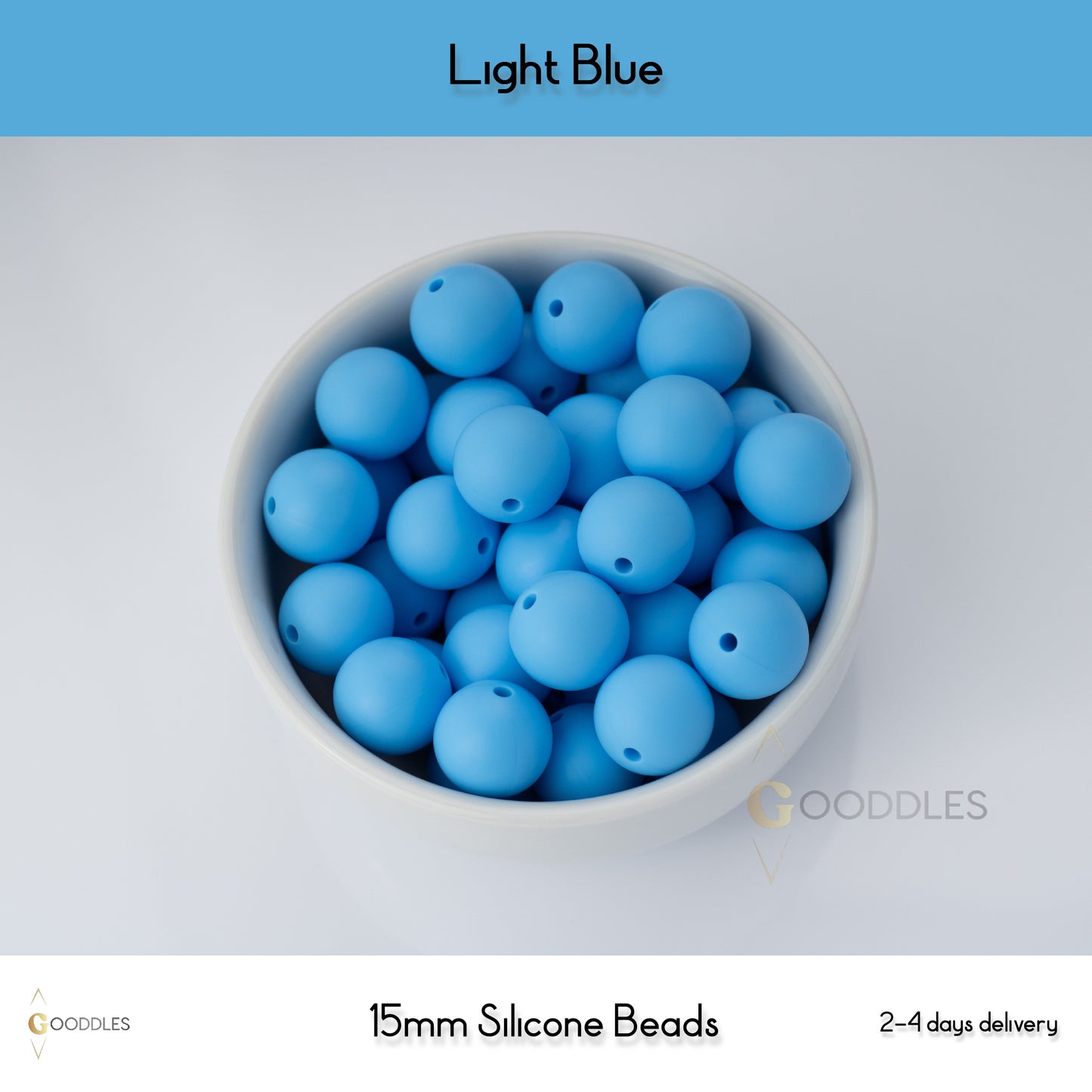 5pcs, Light Blue Silicone Beads Round Silicone Beads