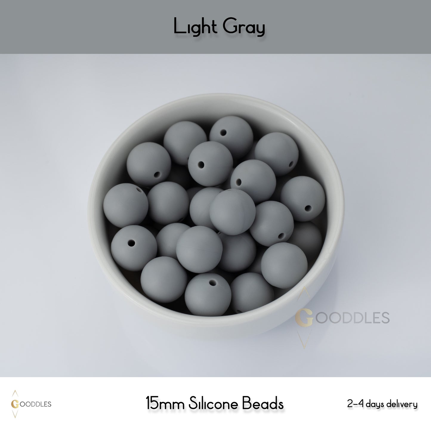 5pcs, Light Gray Silicone Beads Round Silicone Beads