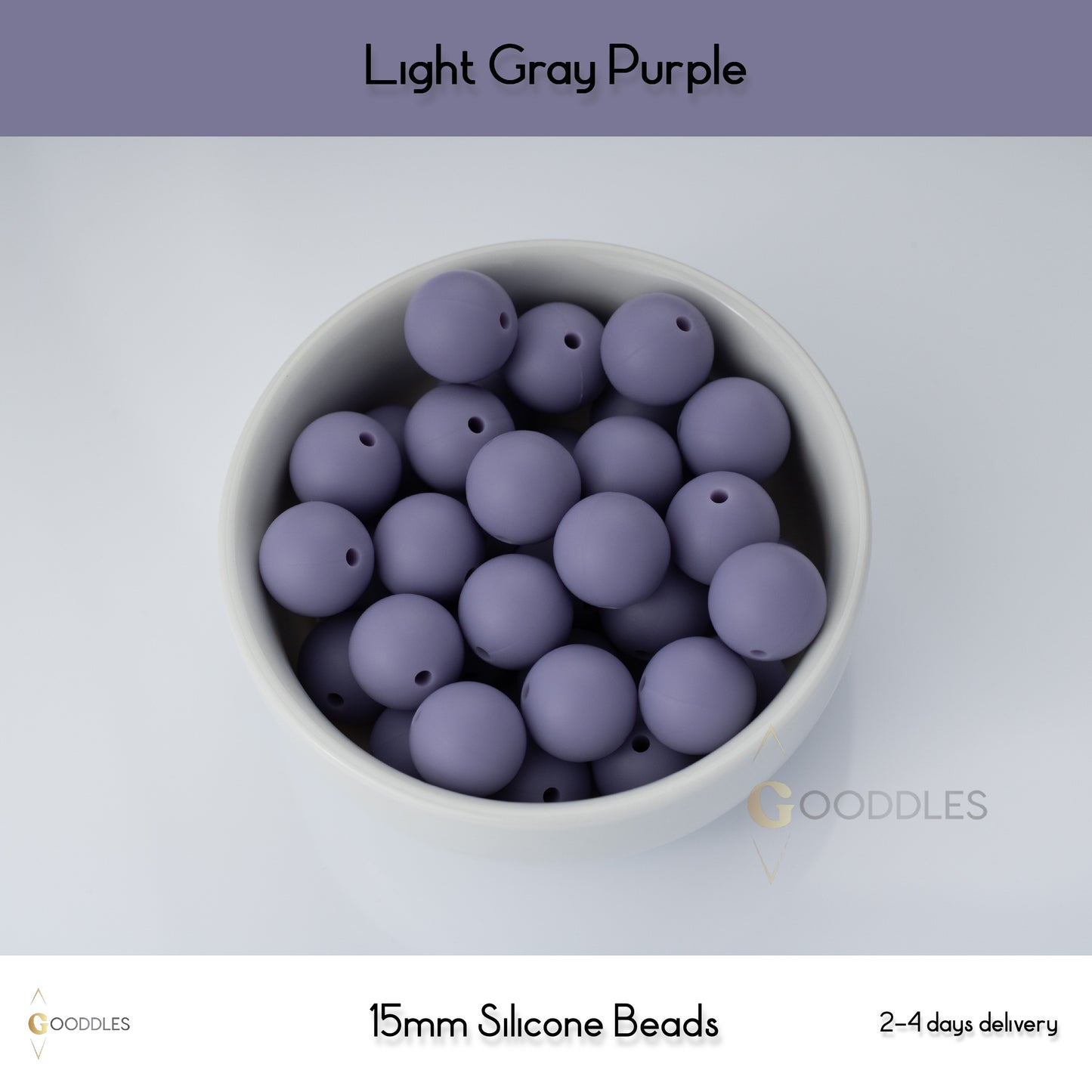 5pcs, Light Gray Purple Silicone Beads Round Silicone Beads