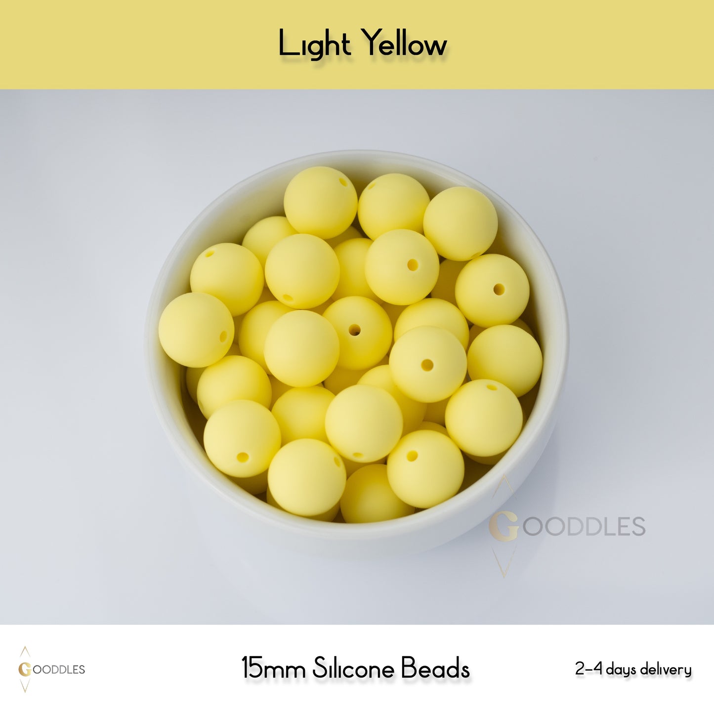 5pcs, Light Yellow Silicone Beads Round Silicone Beads