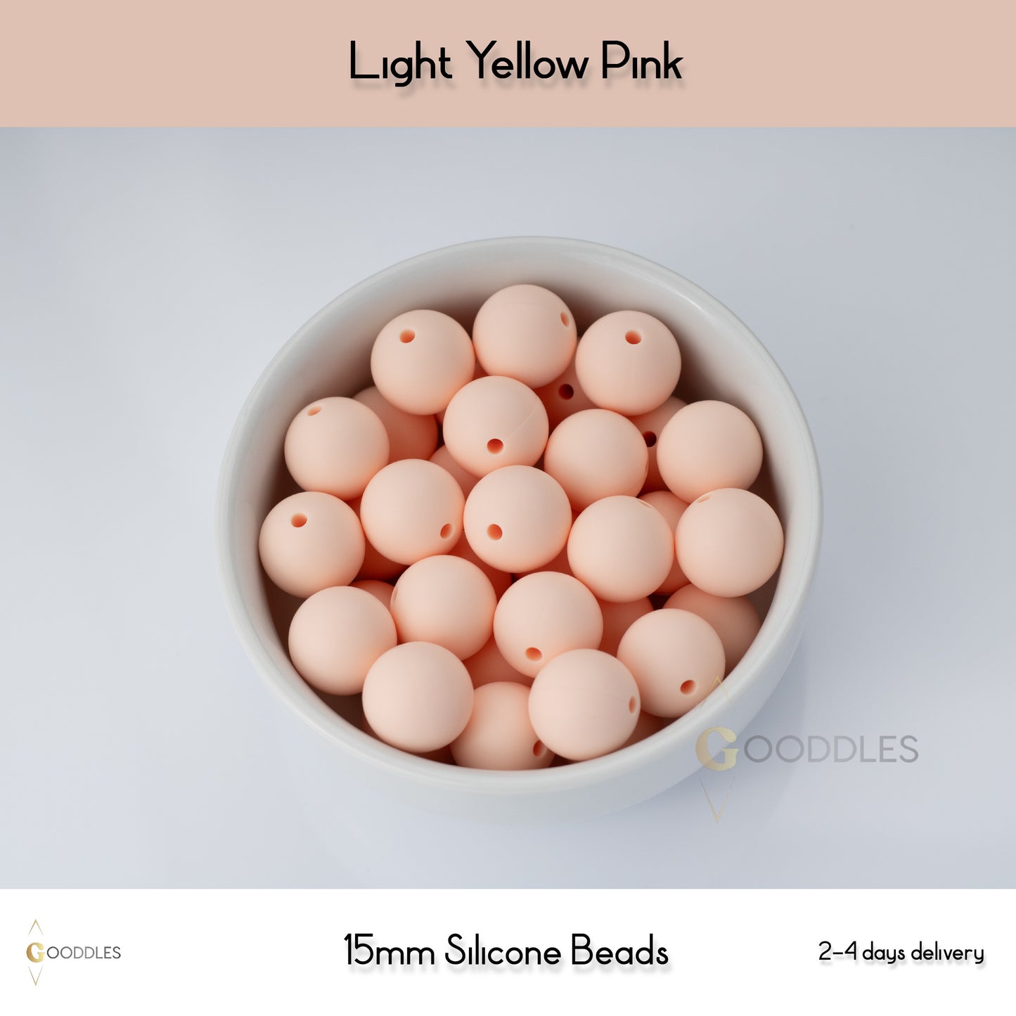 5pcs, Light Yellow Pink Silicone Beads Round Silicone Beads