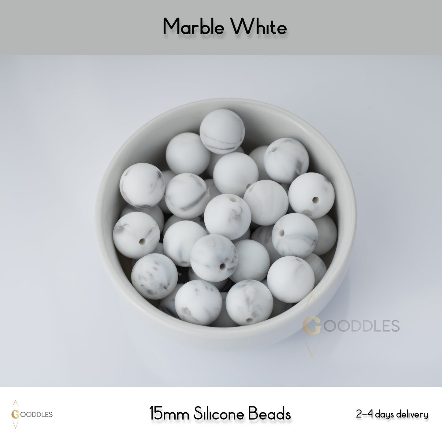 5pcs, Marble White Silicone Beads Round Silicone Beads
