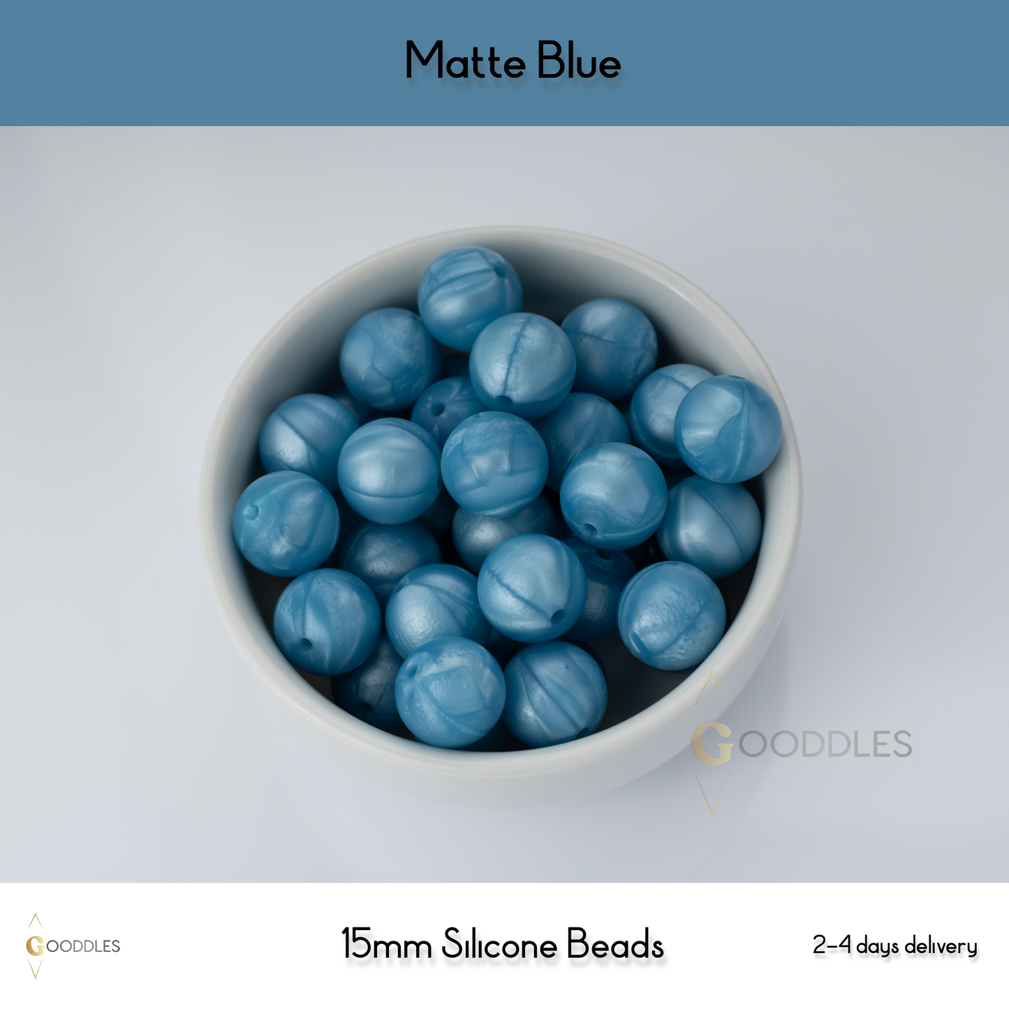 5pcs, Matte Blue Silicone Beads Round Silicone Beads