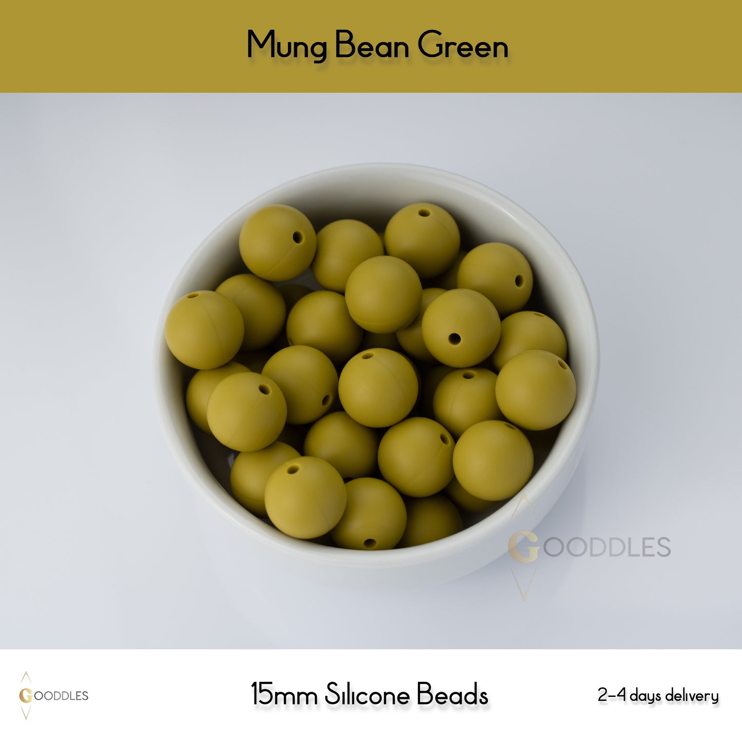 5pcs, Mung Bean Green Silicone Beads Round Silicone Beads