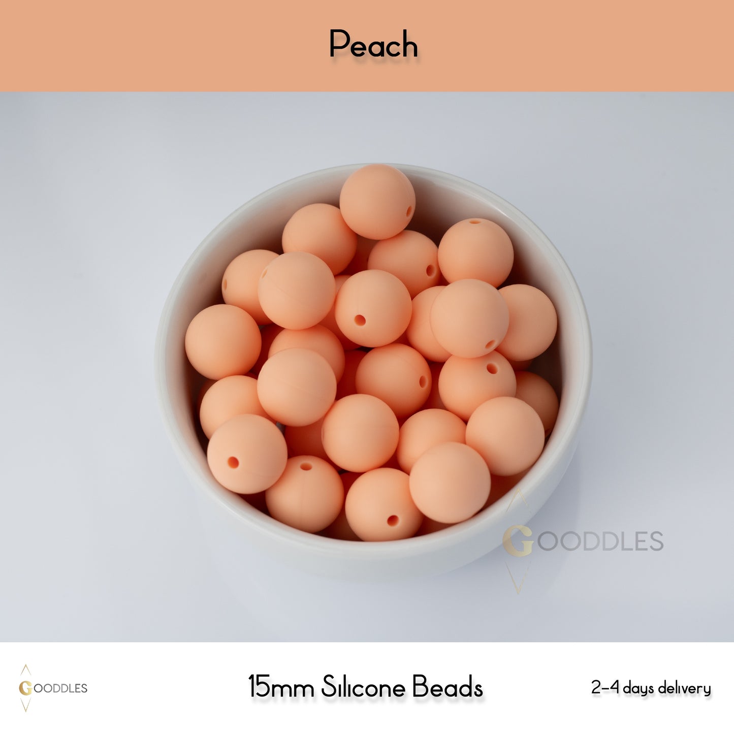 5pcs, Peach Silicone Beads Round Silicone Beads