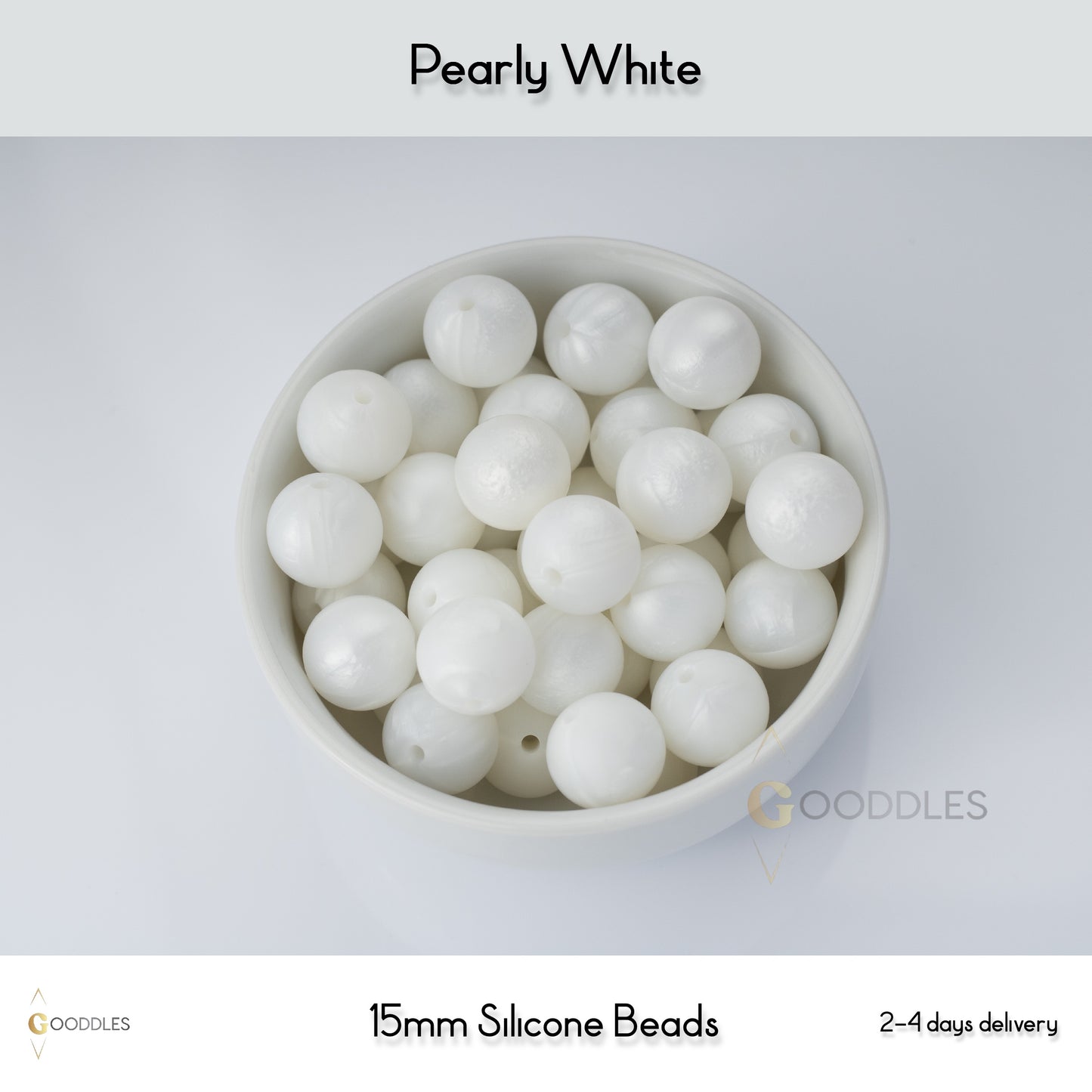 5pcs, Pearly White Silicone Beads Round Silicone Beads
