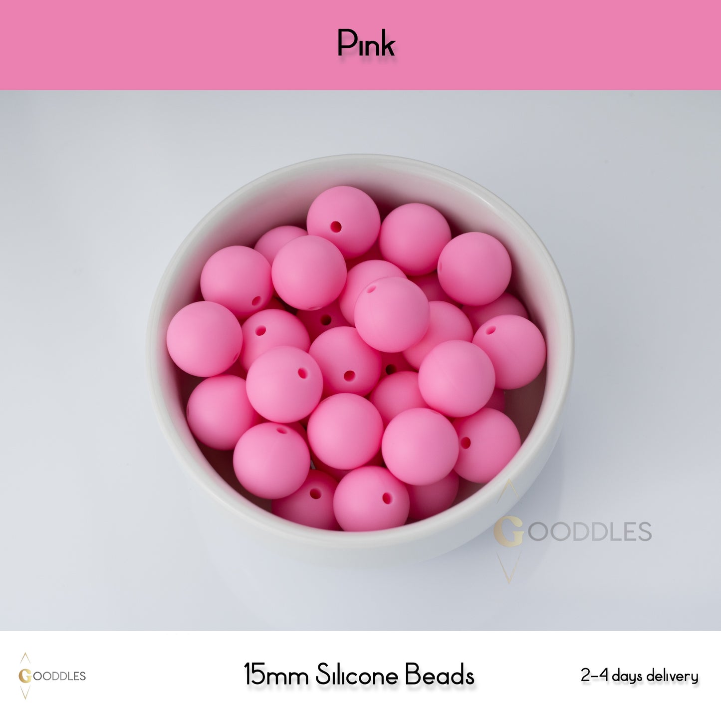 5pcs, Pink Silicone Beads Round Silicone Beads