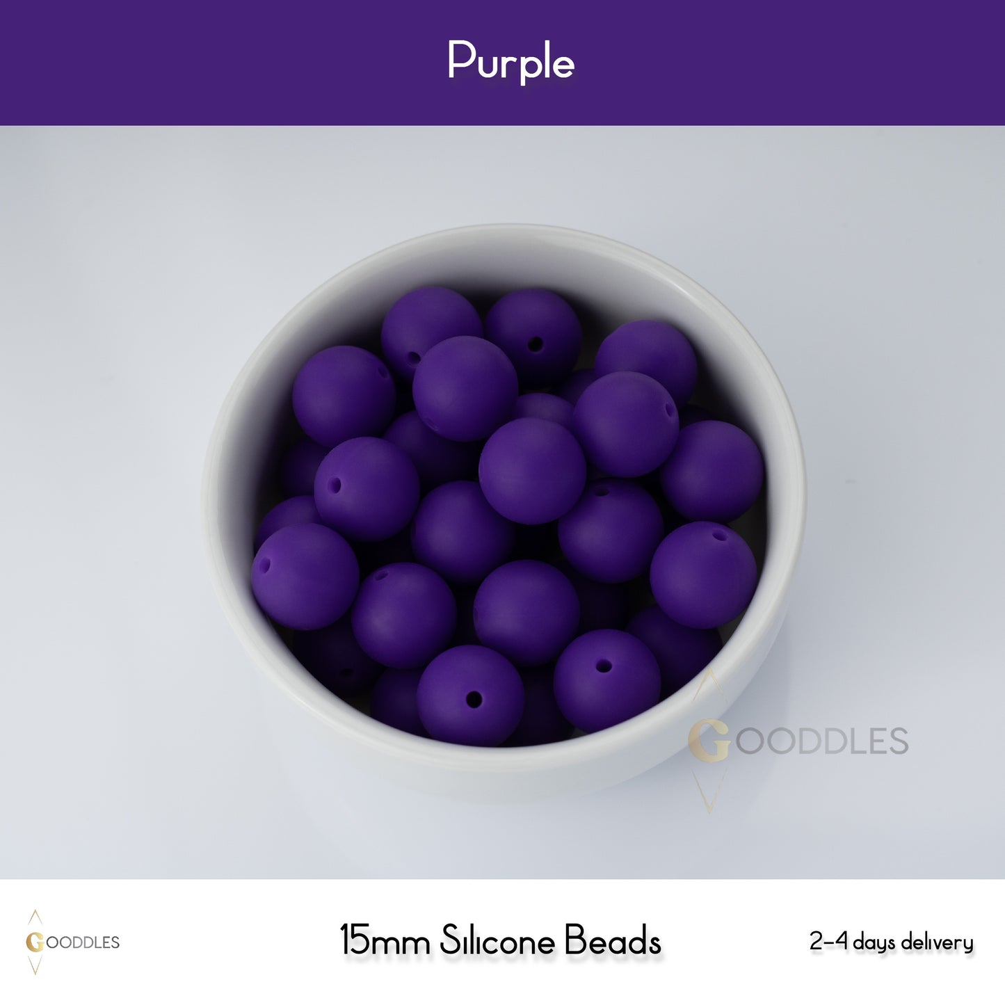 5pcs, Purple Silicone Beads Round Silicone Beads