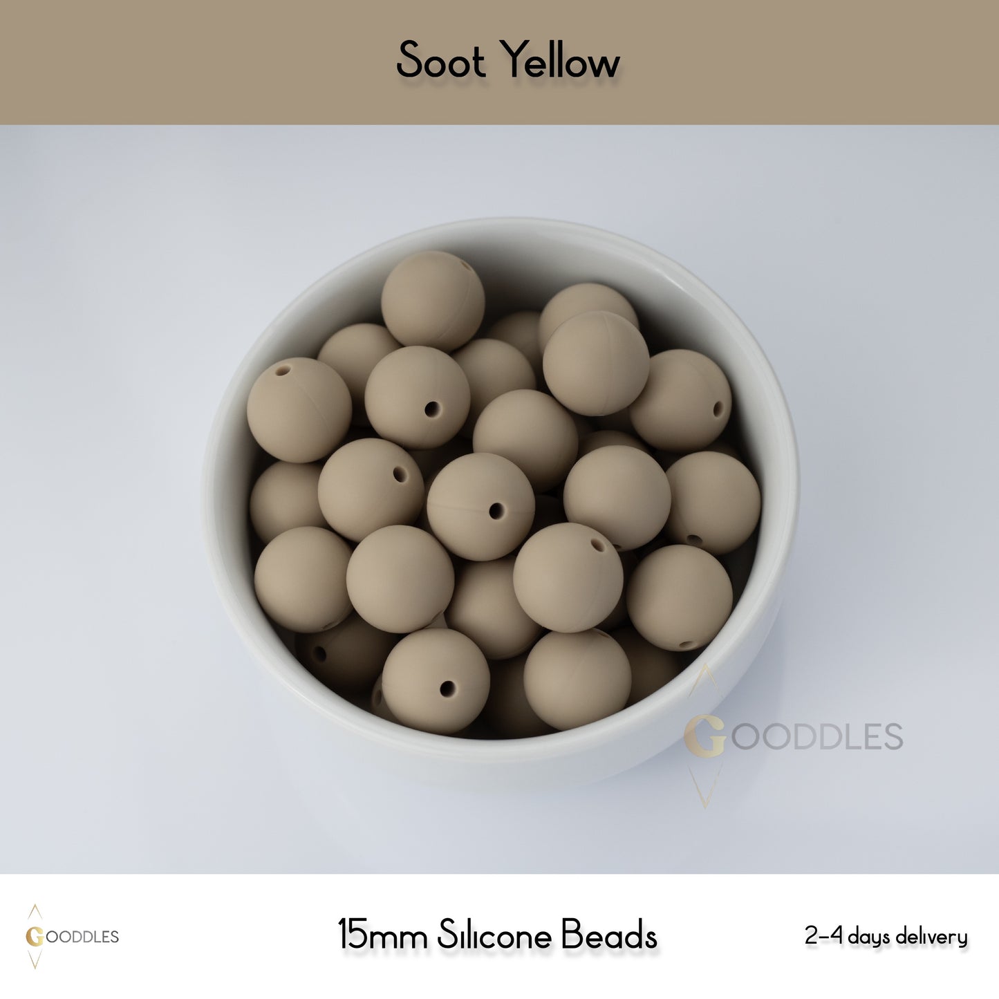 5pcs, Soot Yellow Silicone Beads Round Silicone Beads