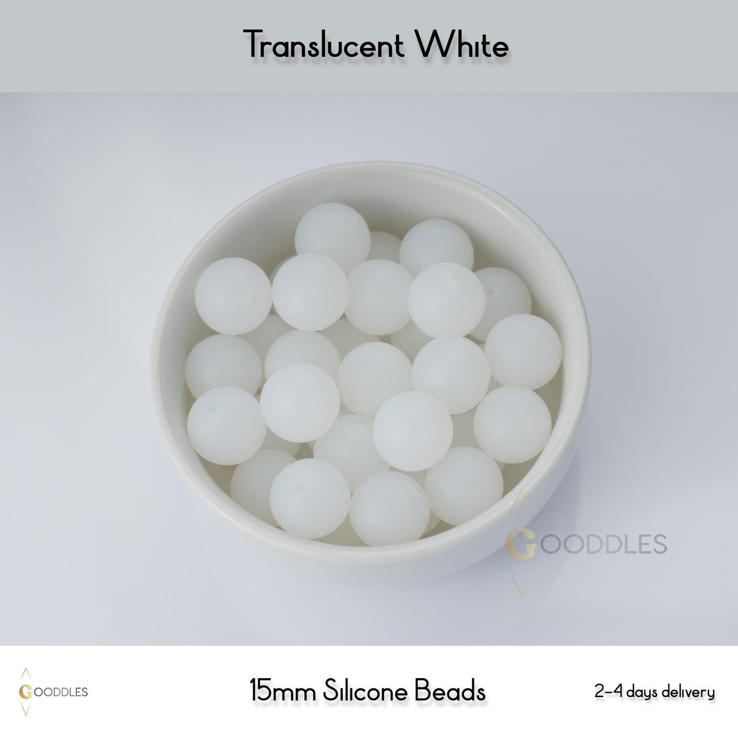 5pcs, Translucent White Silicone Beads Round Silicone Beads