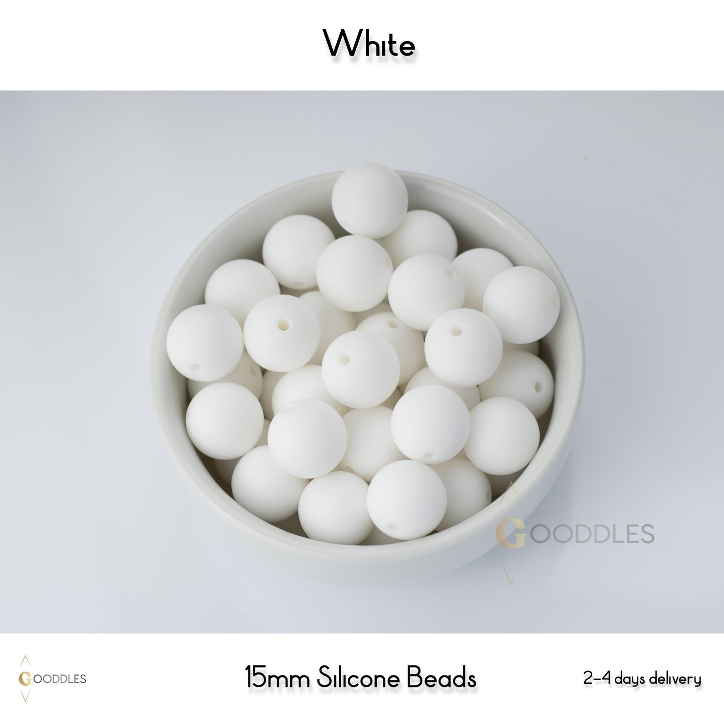 5pcs, White Silicone Beads Round Silicone Beads