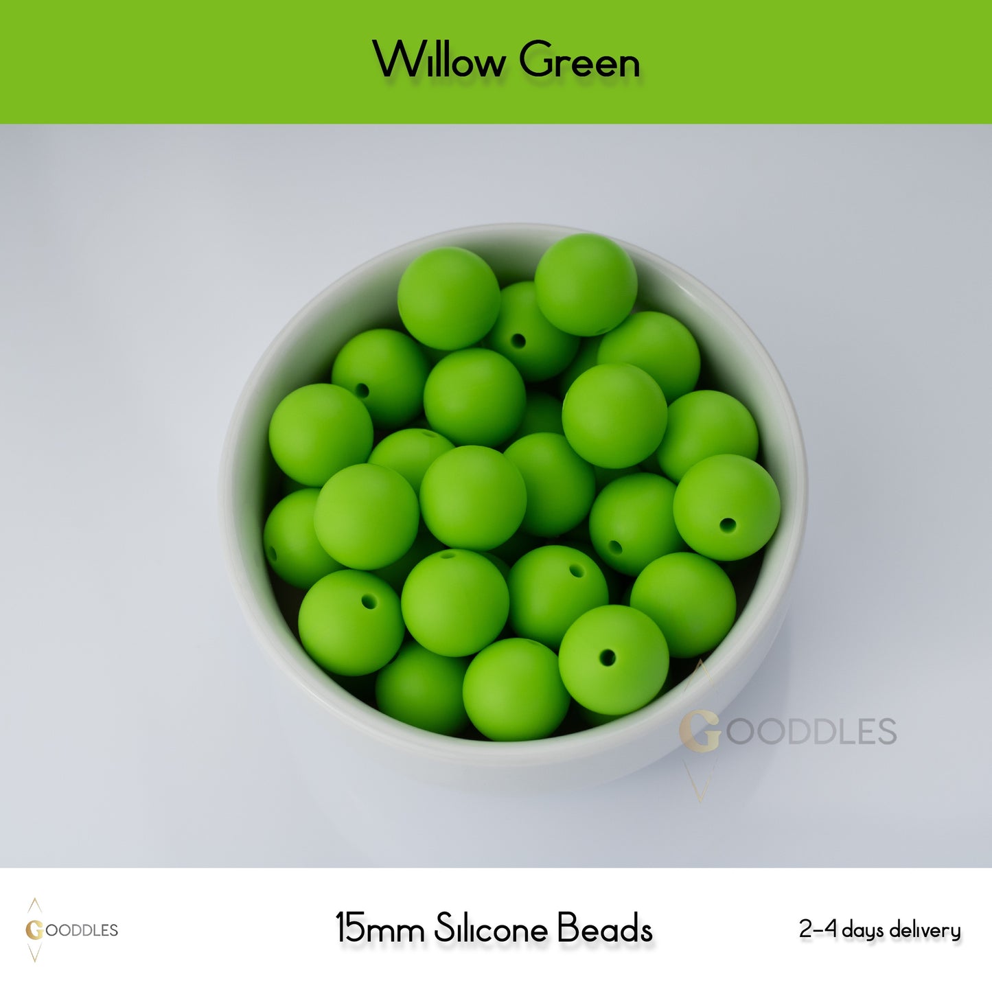 5pcs, Willow Green Silicone Beads Round Silicone Beads