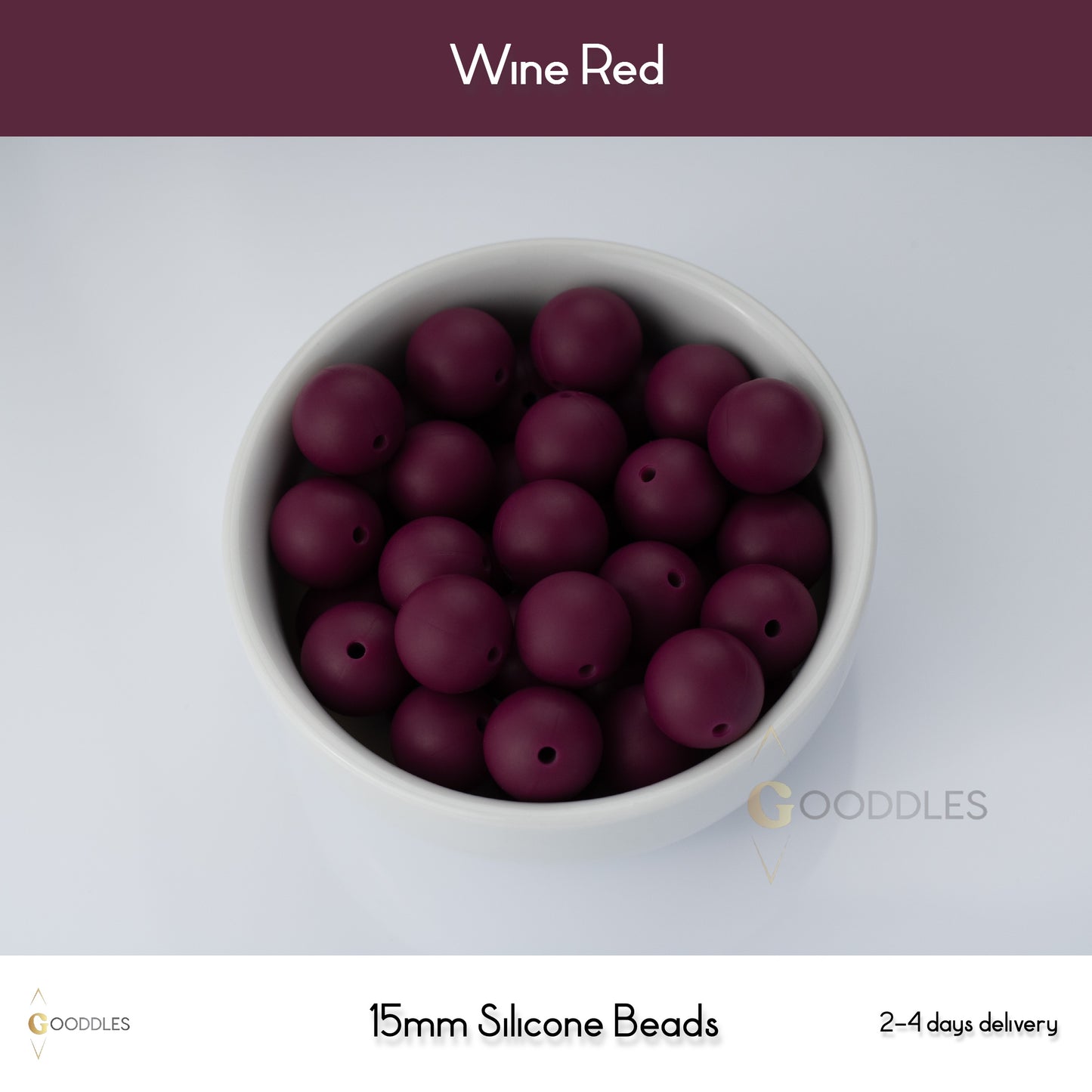 5pcs, Wine Red Silicone Beads Round Silicone Beads