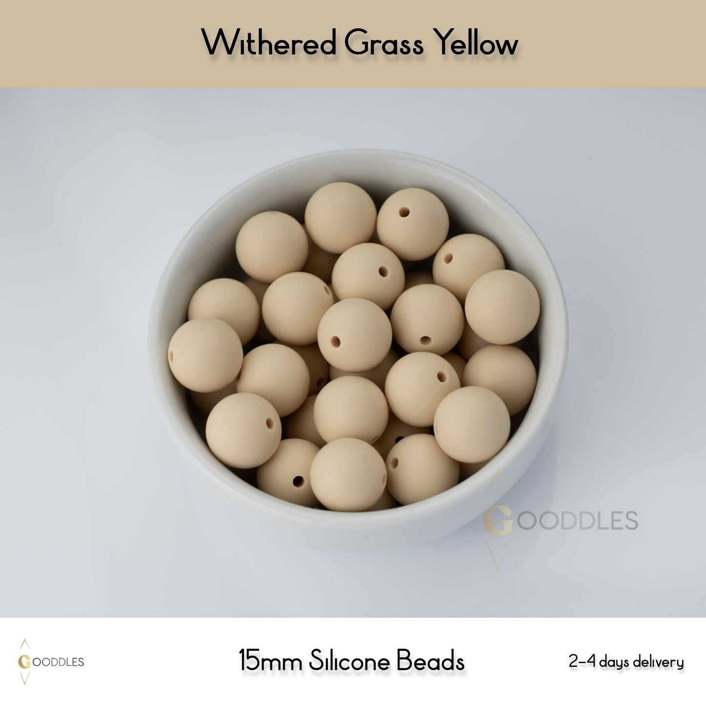 5pcs, Withered Grass Yellow Silicone Beads Round Silicone Beads
