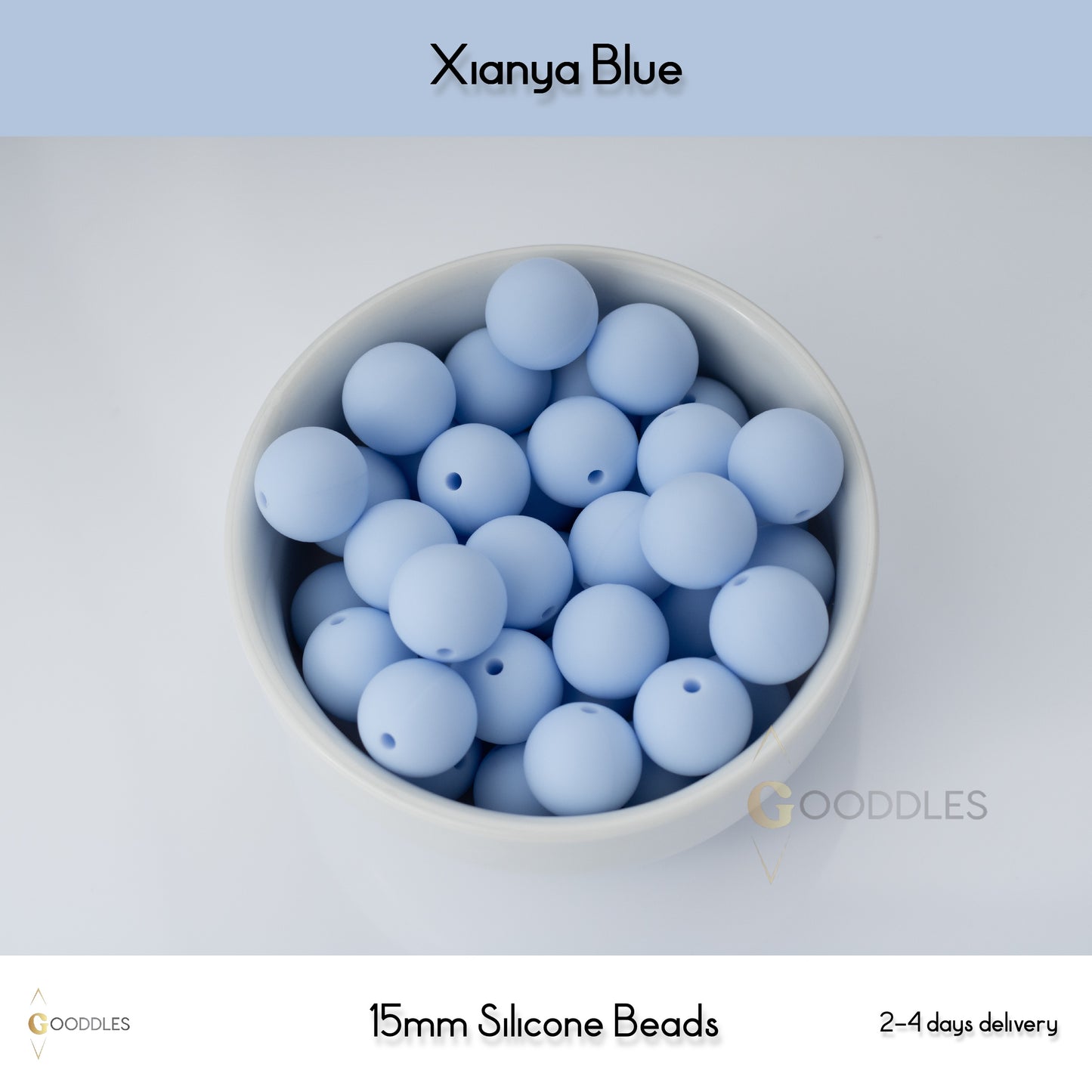 5pcs, Xianya Blue Silicone Beads Round Silicone Beads