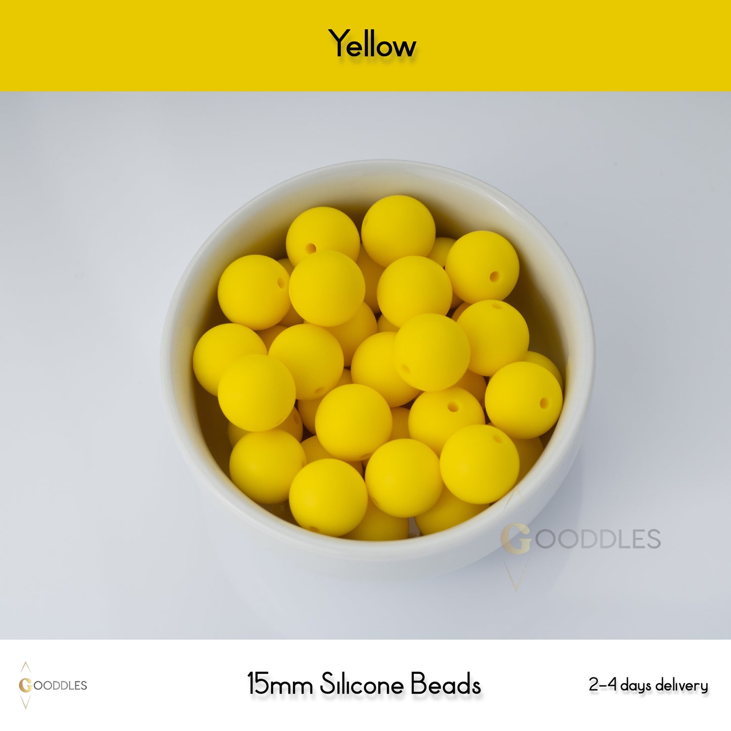 5pcs, Yellow Silicone Beads Round Silicone Beads