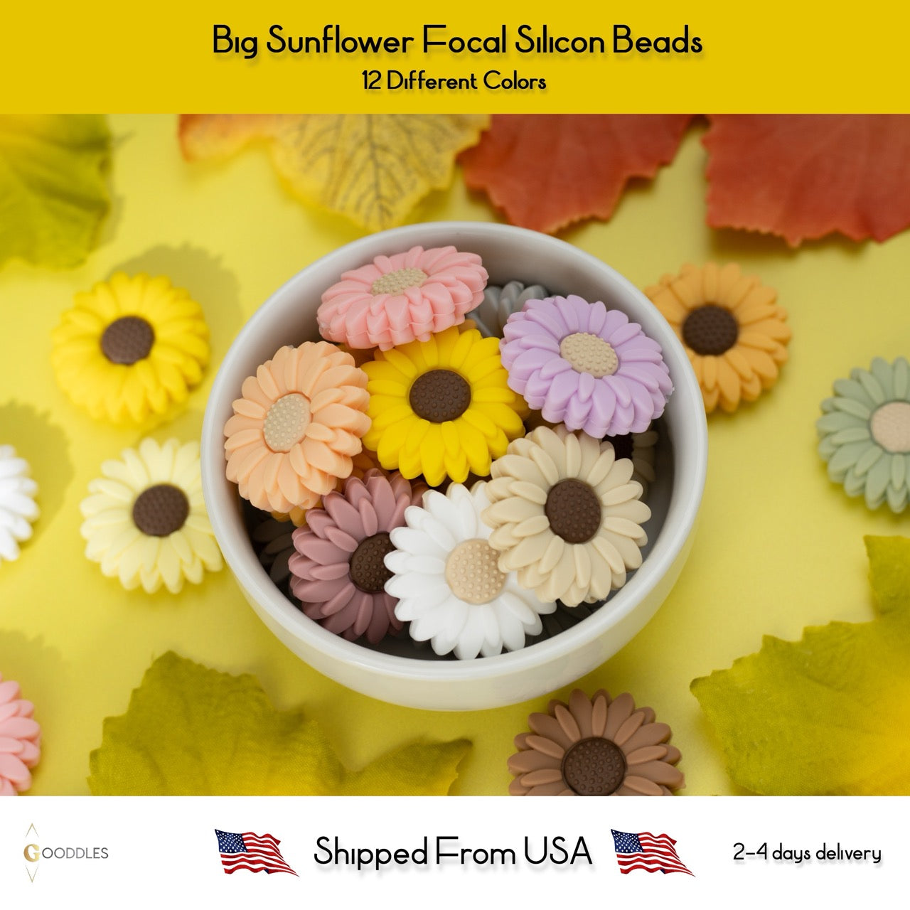 Big Sunflower Silicone Focal Beads