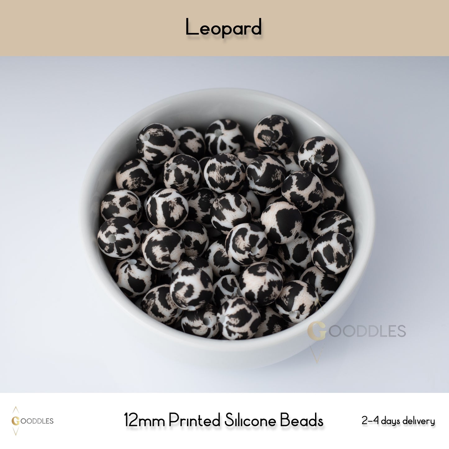 Leopard Silicone Beads Printed Round Silicone Beads