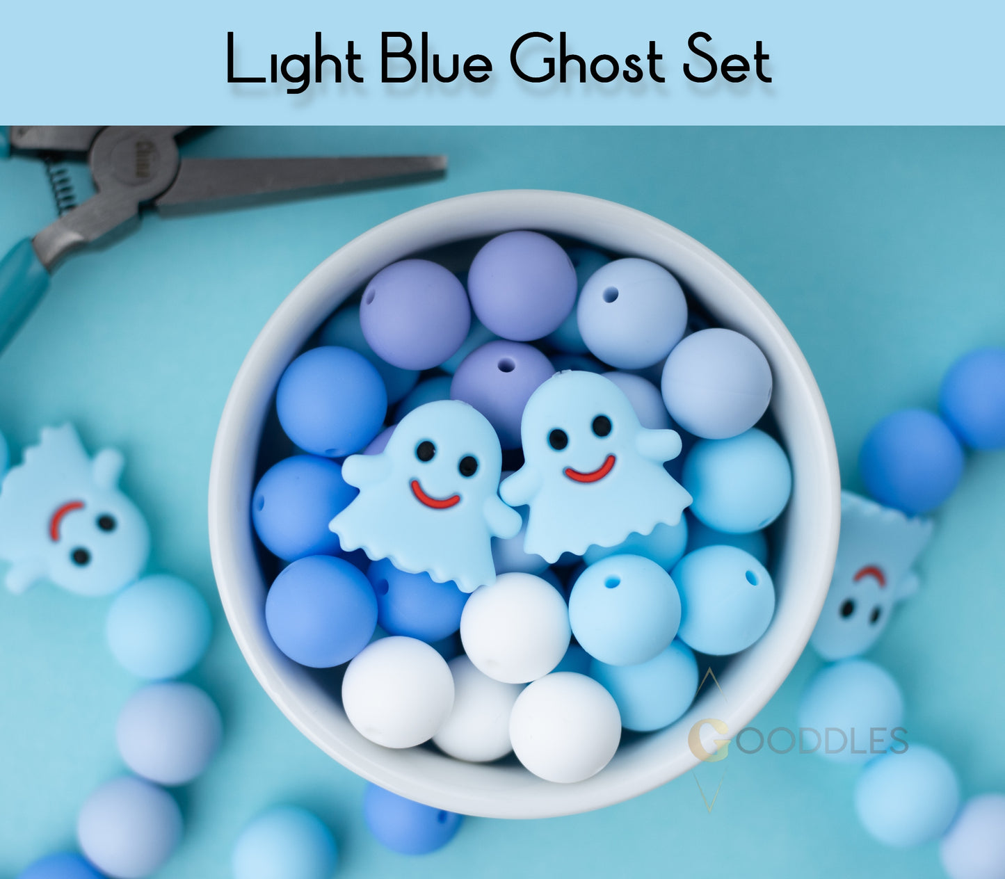 27pcs, 15mm Ghost Focal Silicone Bead Mix Round Silicone Beads