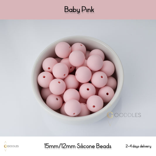 5pcs, Baby Pink Silicone Beads Round Silicone Beads