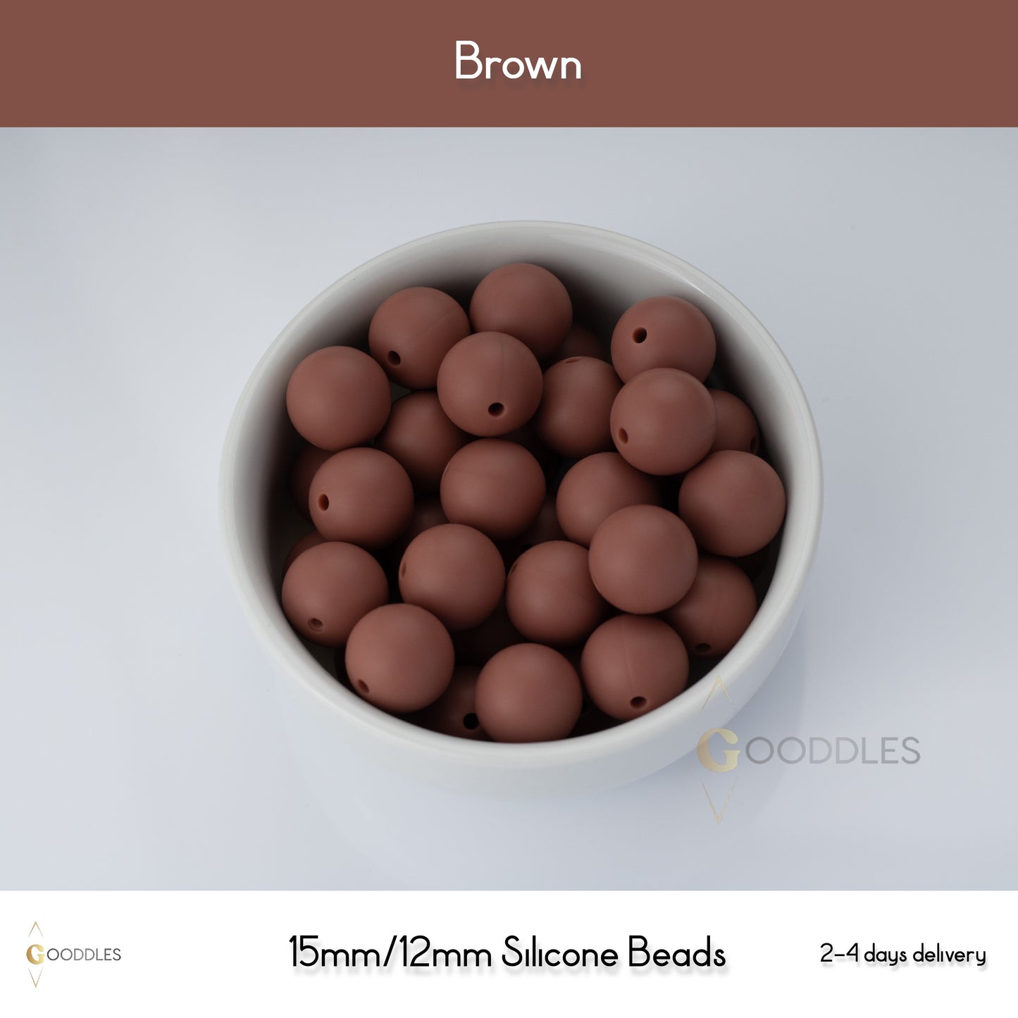5pcs, Brown Silicone Beads Round Silicone Beads