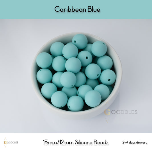 Caribbean Blue Silicone Beads Round Silicone Beads