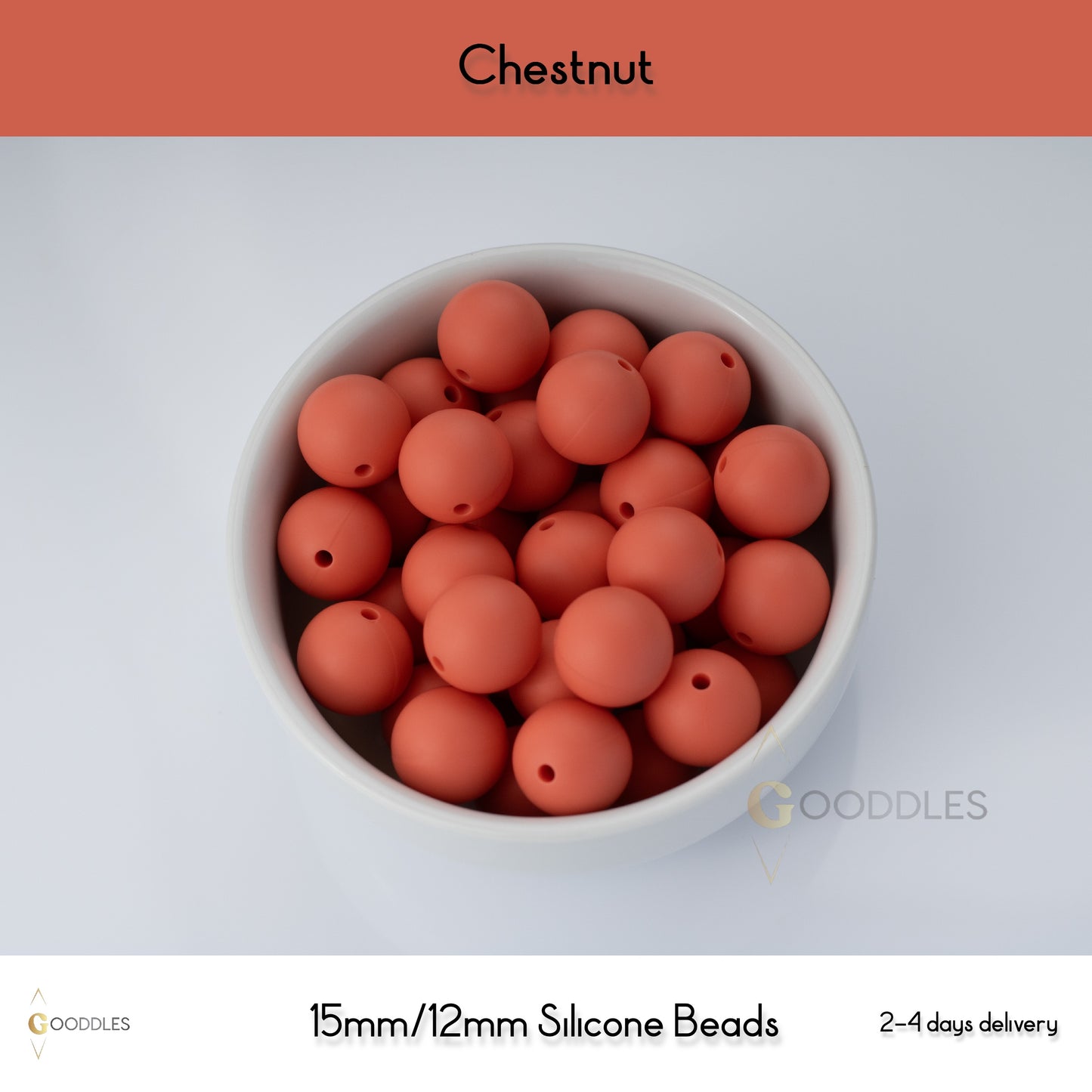 5pcs, Chestnut Silicone Beads Round Silicone Beads