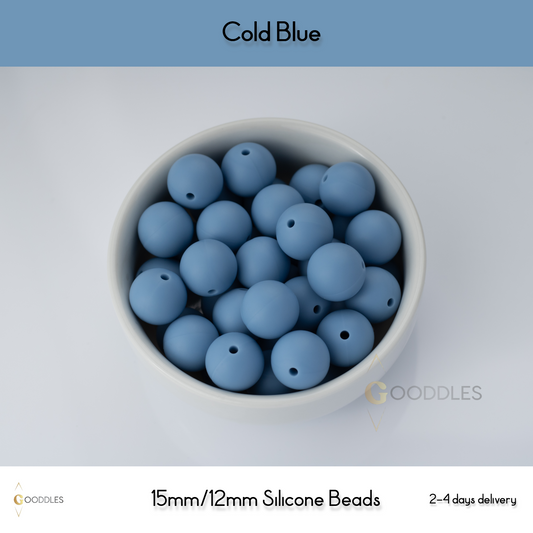 Cold Blue Silicone Beads Round Silicone Beads