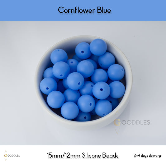 Cornflower Blue Silicone Beads Round Silicone Beads