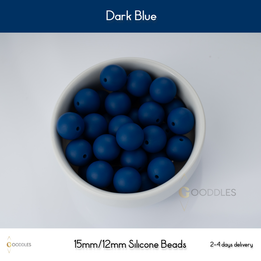 Dark Blue Silicone Beads Round Silicone Beads