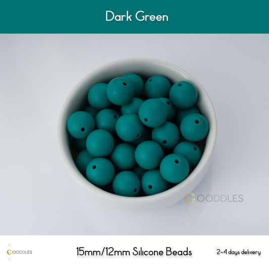 Dark Green Silicone Beads Round Silicone Beads