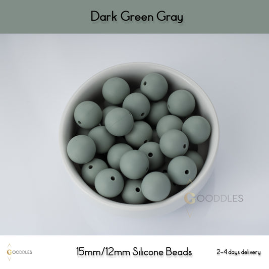 Dark Green Gray Silicone Beads Round Silicone Beads