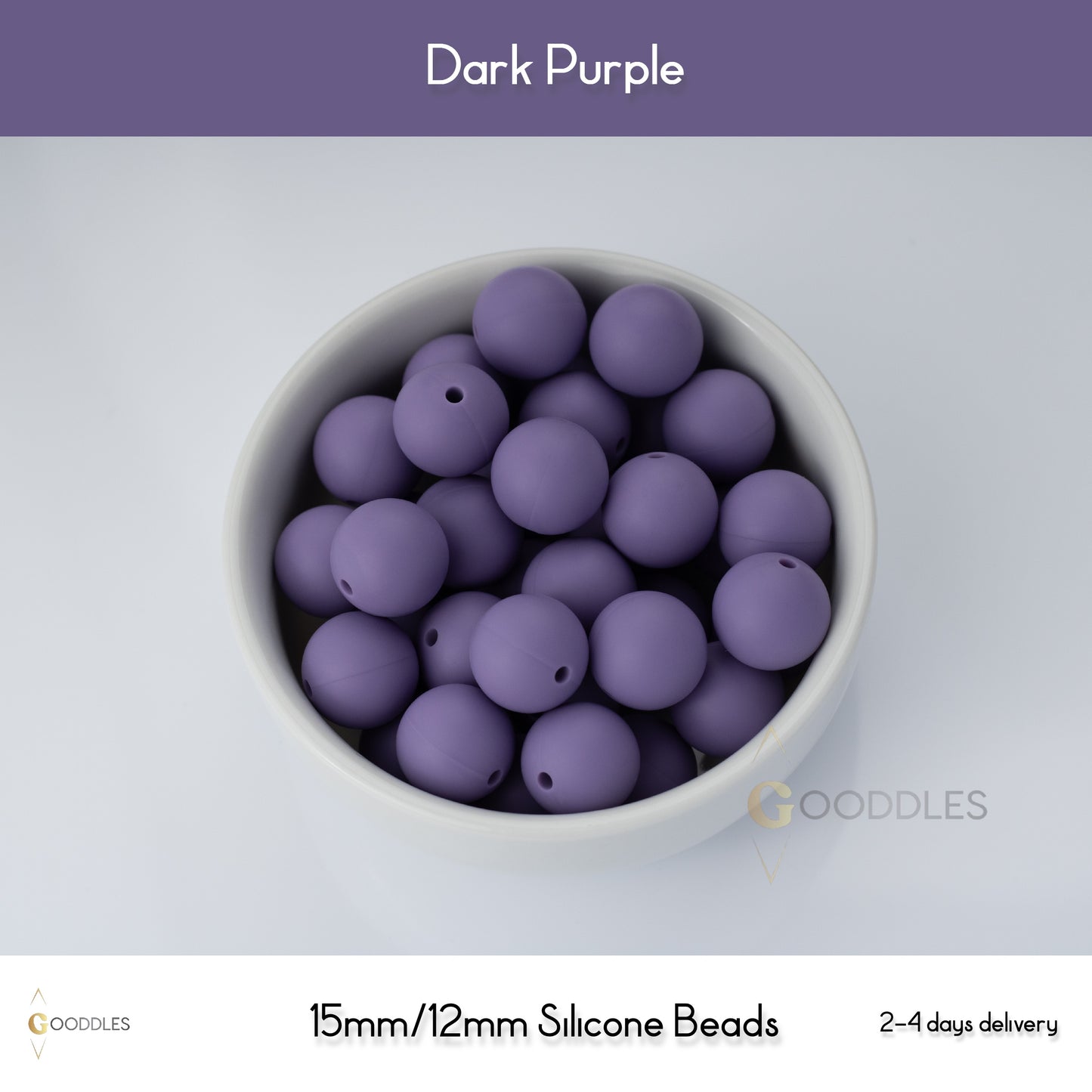 5pcs, Dark Purple Silicone Beads Round Silicone Beads