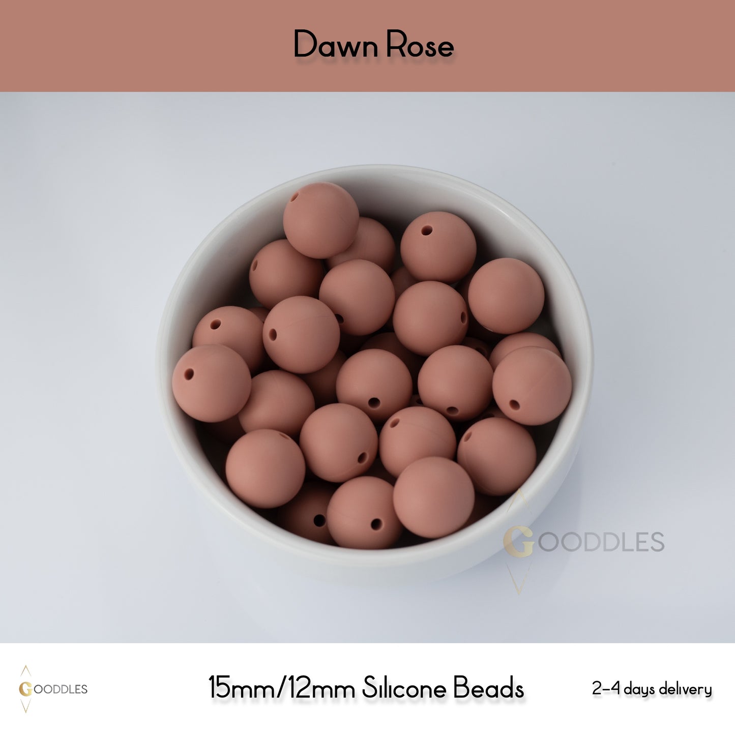 5pcs, Dawn Rose Silicone Beads Round Silicone Beads