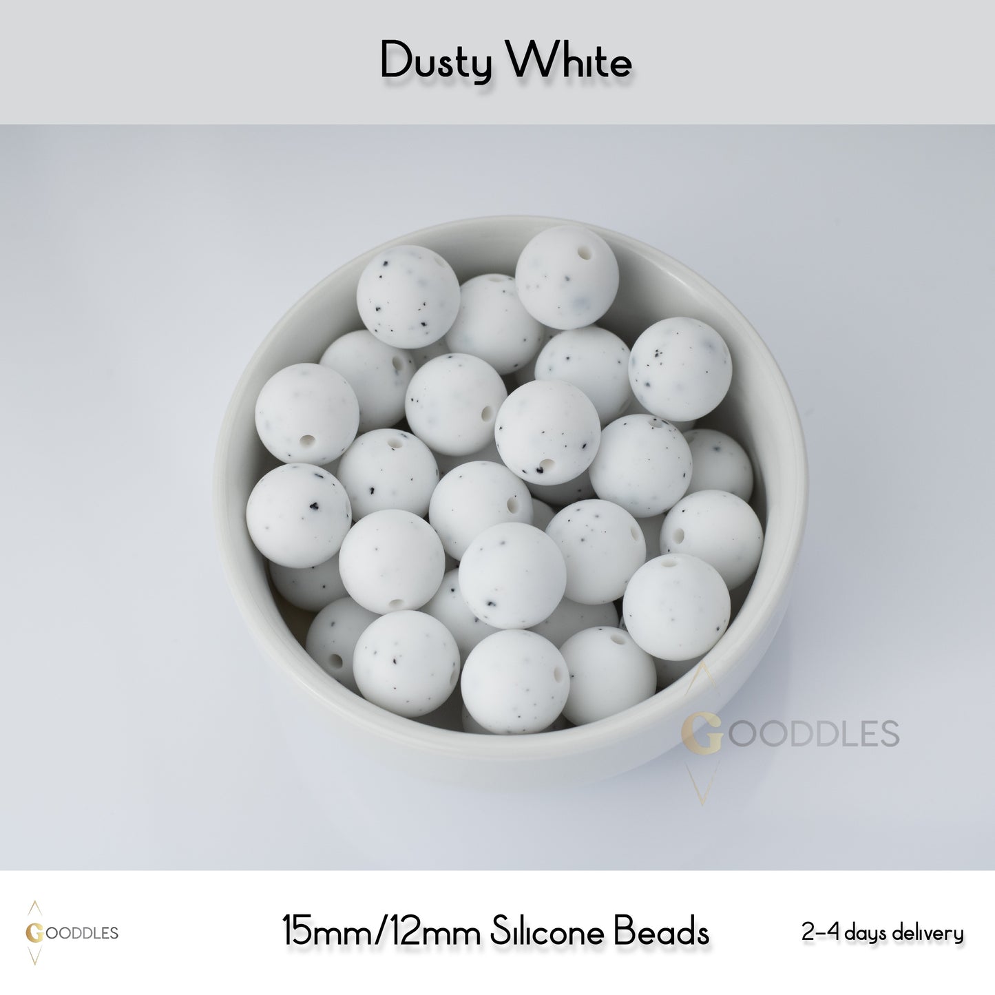 5pcs, Dusty White Silicone Beads Round Silicone Beads