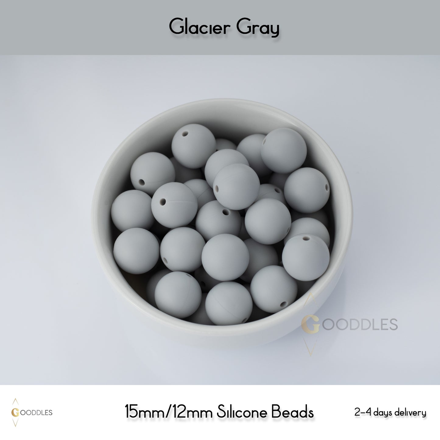 5pcs, Glacier Gray Silicone Beads Round Silicone Beads