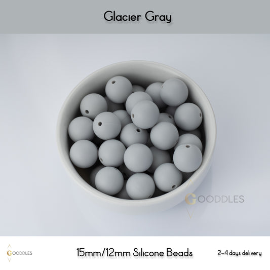 Glacier Gray Silicone Beads Round Silicone Beads