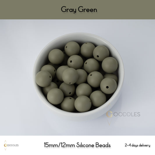 Gray Green Silicone Beads Round Silicone Beads