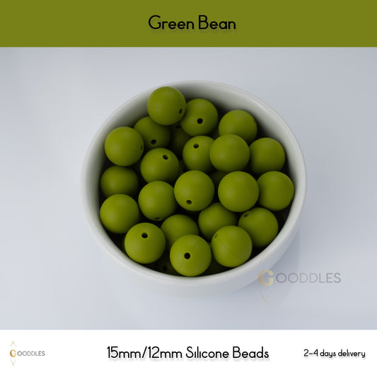 Green Bean Silicone Beads Round Silicone Beads