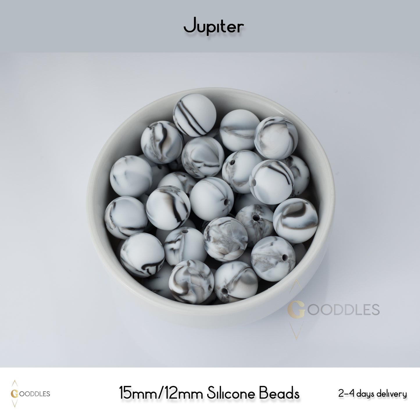 5pcs, Jupiter Silicone Beads Round Silicone Beads