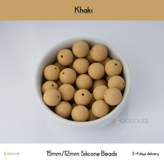 Khaki Silicone Beads Round Silicone Beads