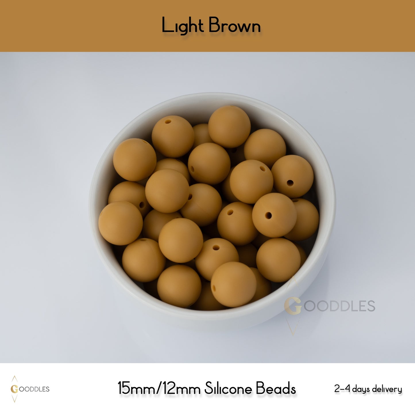 5pcs, Light Brown Silicone Beads Round Silicone Beads